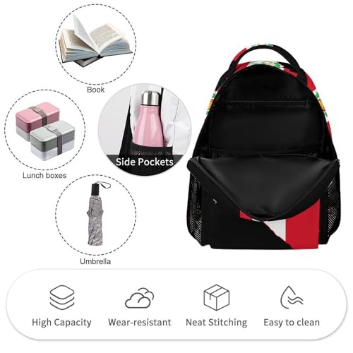 Flag Map of Peru State Travel Backpack Casual Daypack Shoulder Bag with Adjustable Shoulder Straps3