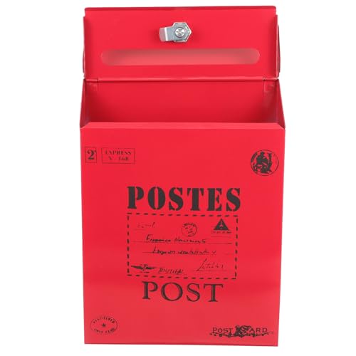 Genérico Buzón de Correos Vintage de Hierro Grande Rojo con Cerradura Buzón de Pared Resistente para Jardín y Exterior de Sugerencias Retro para Cartas y Sobres