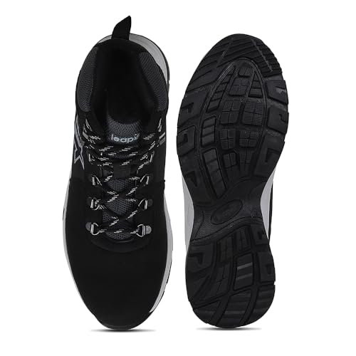 Image of Liberty Leap7x Platinum-E Men Sports High Ankle Trekking Shoes - Black & Brown | Comfortable and Durable | Suitable for Walking, Running, Outdoor and Hiking Footwear for Man | Cushioned Footbed
