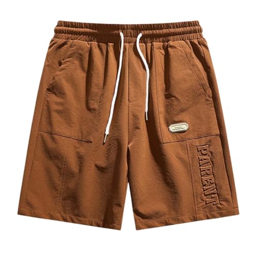 SUPTTING Pantalones cortos de ocio para hombre, pantalones de bolsillo bordados, pantalones elásticos con cordón, pantalones deportivos ligeros, pantalones deportivos transpirables, pantalones