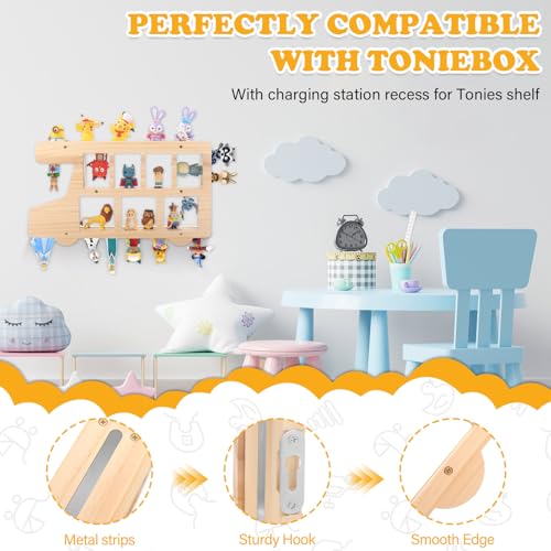 Image of Car for Tonies Box Figures Characters Organizer Storage Shelf Wall Mounted, Bus Wooden Magnetic Floating Shelves for Tonies Characters, Display Collection 15~25 Characters