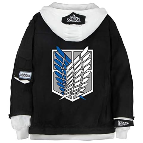 WANHONGYUE Anime Attack on Titan Shingeki no Kyojin Hoodie Denim Jacket Unisex Sweatshirt Button Down Jeans Coat Black/1-L Cover