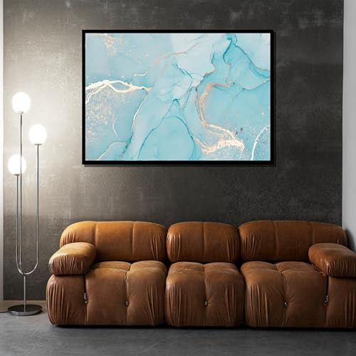 Tableau abstrait bleu turquoise déco murale toile 80 x 110 - 3