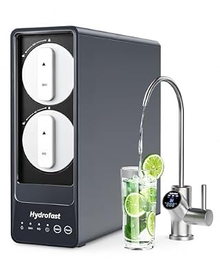 Hydrofast 9-Stage Reverse Osmosis System, Reduce TDS, 800 GPD RO Water Filtration System with Smart LED Faucet, 2.5:1 Pure to Drain Tankless Under Sink Water Filter for Space & Water Saving