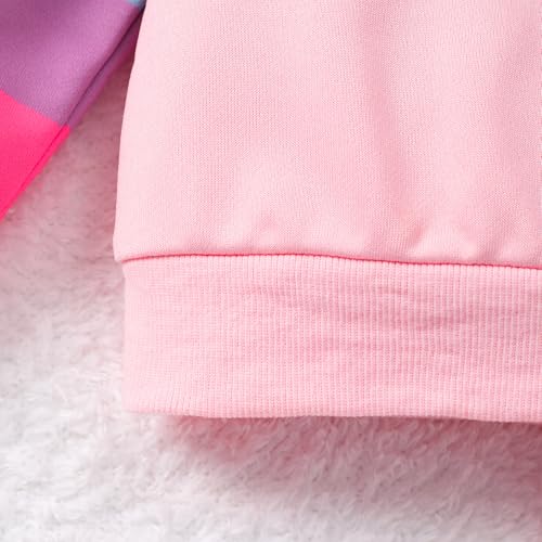 Image of Tkria Little Girls 2 Piece Outfits Rainbow Color Sweatsuits Long Sleeve Sweatshirt + Pants Set Winter Sweatpants Clothes Sets