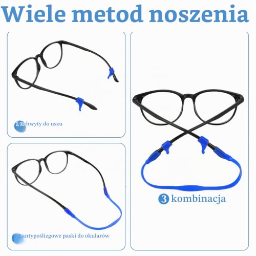 Amaxiu 8 szt. zestaw taśm do okularów dla dzieci z 8 parami haczyków na uszy, silikonowy antypoślizgowy uchwyt na okulary przeciwsłoneczne elastyczny uchwyt na okulary uchwyt na okulary do sportu dla