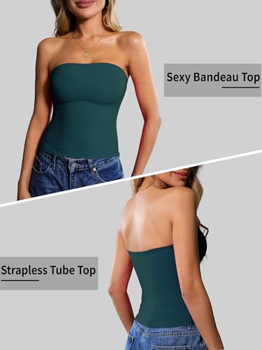 Image of Ibeauti Womens Tube Top Strapless Crop Tops Double Lined Sexy Y2K Going Out Off Shoulder Summer Top