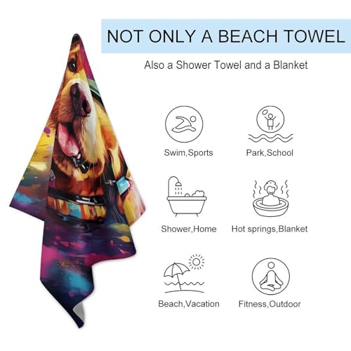 Serviette de plage anti-sable Space Dog 130x80 cm pour le sport