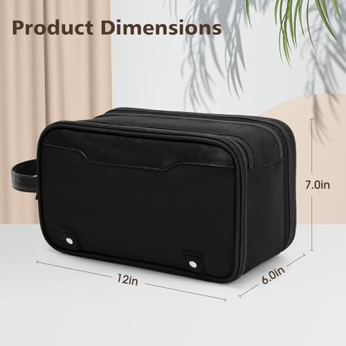 Image of Wedama Toiletry Bag for Men, Large Hanging Travel Toiletry Bag, Extra Electronic Organizer Bag Waterproof Shaving Bag for Toiletries with PU Handle for Travel Business Trips Swim Camping, Black