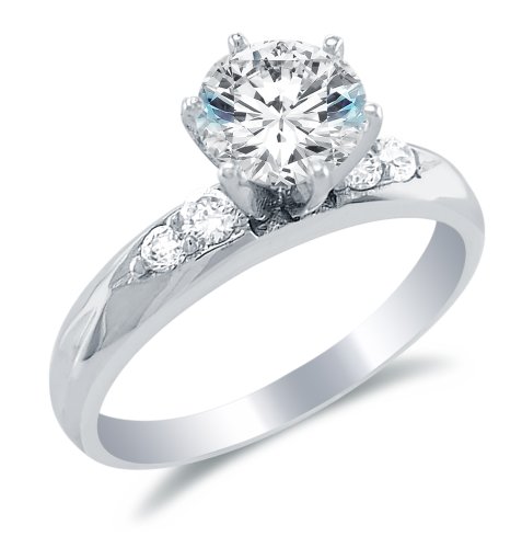 Anillo de compromiso de plata de ley 925 maciza con circonita cúbica de la más alta calidad y corte redondo tradicional, 1,5 ct. - Con elegante caja de terciopelo para anillo Anillo de compromiso de plata de ley 925 maciza con circonita cúbica de la más alta calidad y corte redondo tradicional, 1,5 ct. - Con elegante caja de terciopelo para anillo