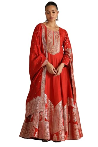 Robe longue femme Soch motif brocart traditionnel et perles Cutdana scintillantes