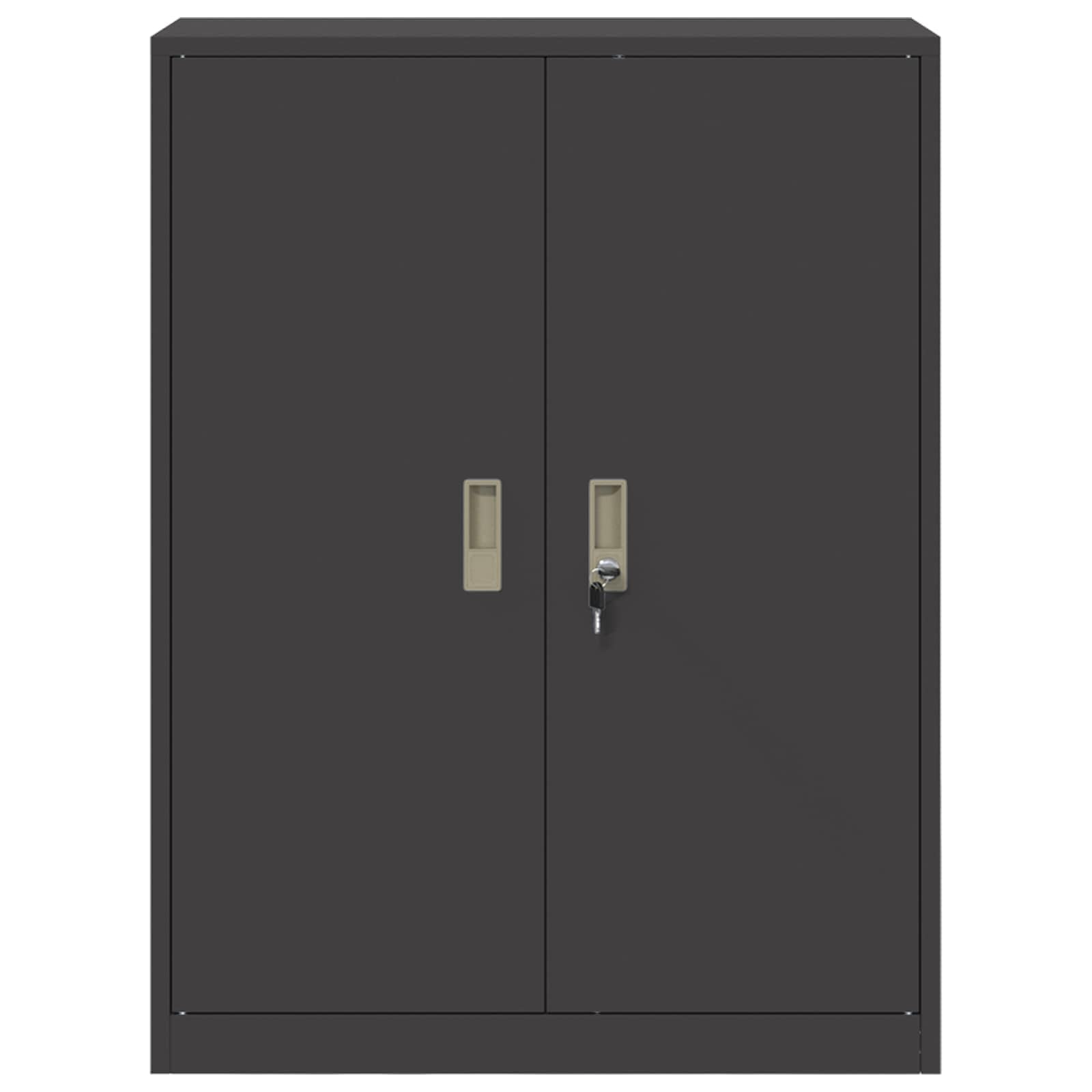 Armadio da ufficio nero, 80 x 40 x 105 cm, in acciaio con ante chiudibili, versatile armadio multiuso per ufficio, casa e studio, robusto scaffale in metallo