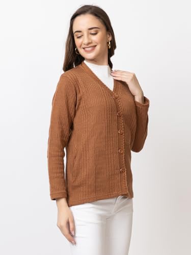 Image of Women's Warm Woolen Cardigan - Stylish Full Sleeve Knitwear for Winter, Cozy & Elegant Sweater