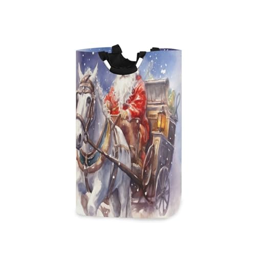 Jihqo Laundry Hamper Basket Christmas Santa Claus Collapsible Nursery Storage Bin Waterproof Clothing Baskets for Home Bedroom Bathroom Washing Room