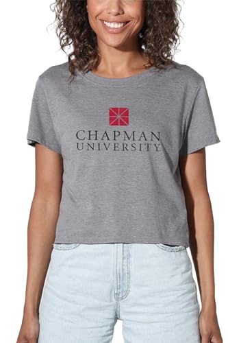 Chapman University Official Distressed Primary Women's Crop Top T-Shirt, Athletic Heather, Large