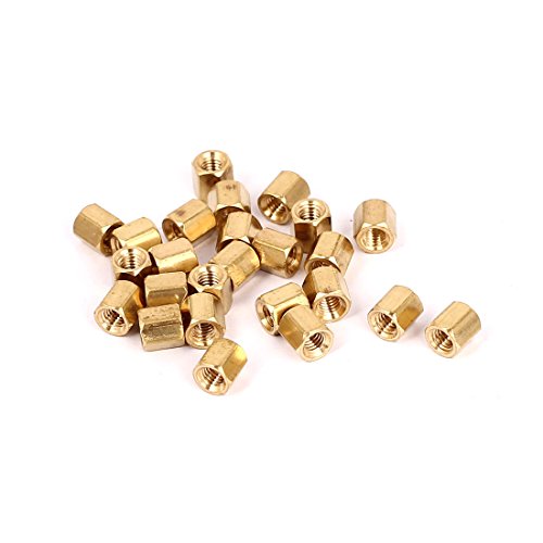 Sourcingmap M3 x 5mm Female Threaded Brass Hex Standoff Pillar Spacer Nuts 25pcs