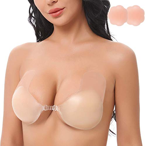 SHINYMOD Pétalos de Levantamiento de Senos Cubiertas de Silicona para pezones Empuje hacia Arriba Adhesivos sin Tirantes Reutilizables para Mujeres