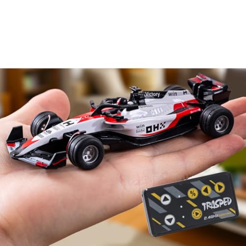 Image of PLUSPOINT 1:64 Die cast Metal F1 Mini RC Racing car with LED Lights | 2.4GHz Remote Control Car | 3 Speed Adjustable, USB Rechargeable Alloy RC Car for Kids & Adults Indoor /Outdoor Racing