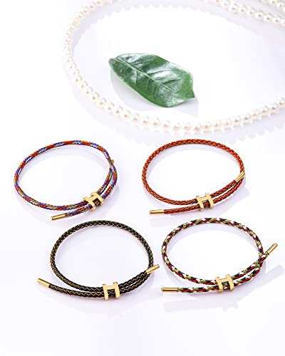 AIMADE Bracelets for Women Adjustable Charm Bracelet, 18k Gold-plated Buckle Design Titanium Steel Wire Rope Women's Gift Jewelry3