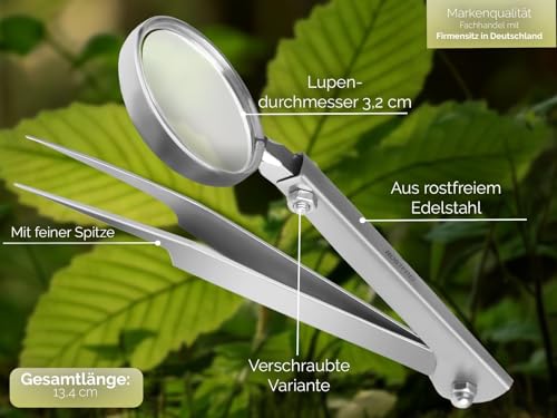 InstrumenteNrw Spitze Zeckenzange mit Lupe Kombi Zecken Pinzette - Rostfrei -