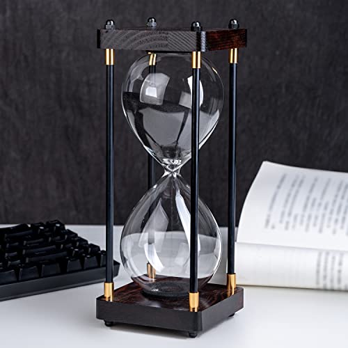 Reloj de arena grande, temporizador de reloj de arena de 60 minutos, temporizador de reloj de arena de madera vintage, decoración moderna para el hogar, cocina, oficina (negro)