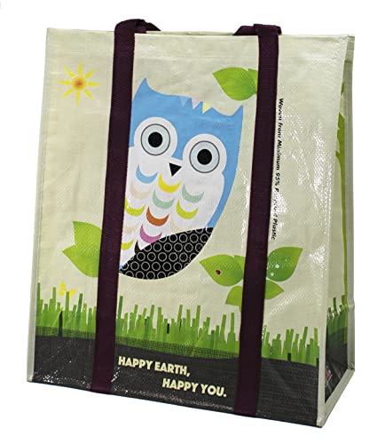 EcoJeannie 1 Pack Super Strong X-Large Laminated Woven Reusable Shopping Tote Bag (Avail: Set of 1,2,3,4,5 Bags), Free Standing, Recycled Plastic w/Bottom Board & Reinforced Nylon Handle - WT0001