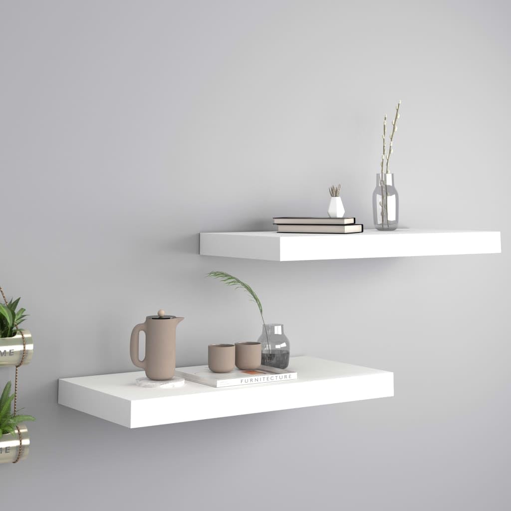 Floating Wall Shelves 2 pcs White 19.7"x9.1"x1.5" MDF,Premium Floating Wall Shelves: Elevate Your Home Decor with Style and Functionality Home Décor Products, Wall Shelves & Ledges