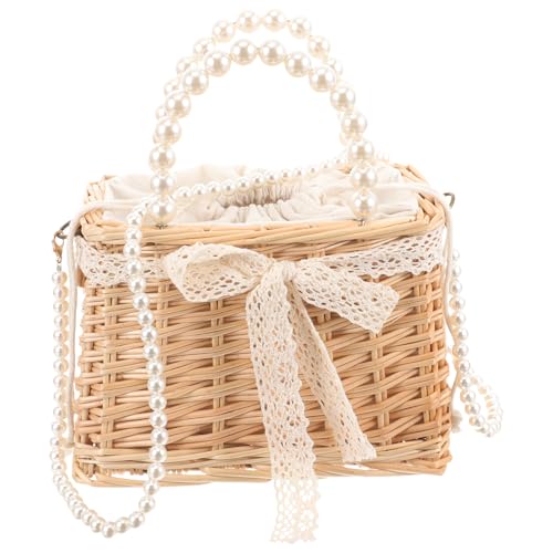 Sac en bambou tissé avec perles parfait pour vos sorties d'été à la plage
