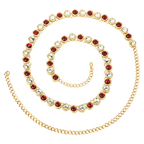 Image of I Jewels 18K Gold Plated Traditional Ethnic Round Kundan Studded Adjustable Kamarband /Belly Chain /Kandora /Wait Belt For Women (B020)