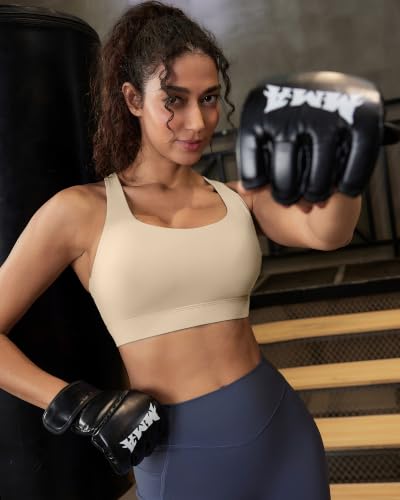 Image of RUNNING GIRL Sports Bra for Women,Molded Cup Strappy Running High Impact Sports Bra with Sewn in Pads