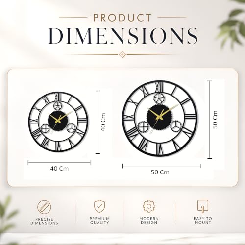 Image of AUROMIN ; THE ART OF INGENUITY Metal Analog Wall Clock for | Living Room, Bedroom, Office, Kitchen, Home (50cm)