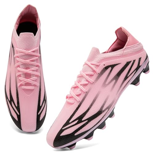 ASOCO DREAM Zapatillas de Fútbol Hombre Botas de Fútbol Profesionales Exteriores Atletismo Entrenamiento Zapatos de Fútbol Calzado Deportivo,Rosa,42 EU