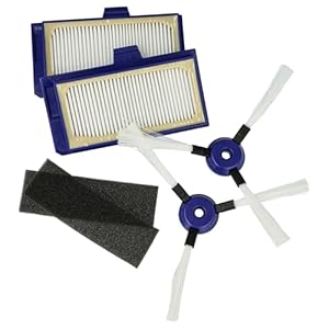vhbw 6-TLG. Zubehör-Set kompatibel mit Rowenta Smart Force Extreme RR7145WH Staubsauger-Roboter – Schaumstoff-Filter, HEPA-Filter, Seitenbürsten