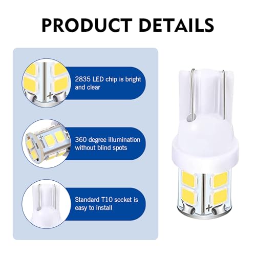 Kit de 24 bombillas LED para auto tipo T10, blanco miniatura 4