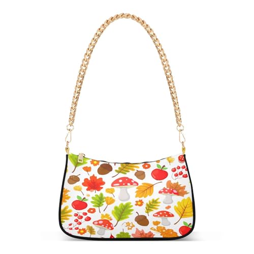 Shoulder Bags for Women Colorful Autumn Leaves Tote HandBag Shoulder Bags purse with Chain Zipper Closure