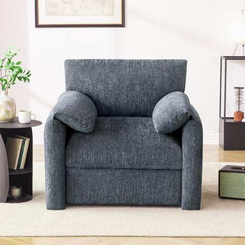 Image of Howjoe Accent Chair for Living Room, Oversized Reading Armchair, Blue