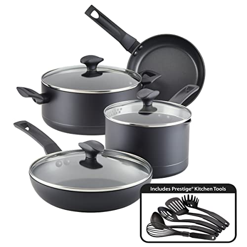 Farberware Power Base Nonstick Cookware/Pots and Pan Set, 12 Piece - Matte Black -  Meyer Corporation, 80140