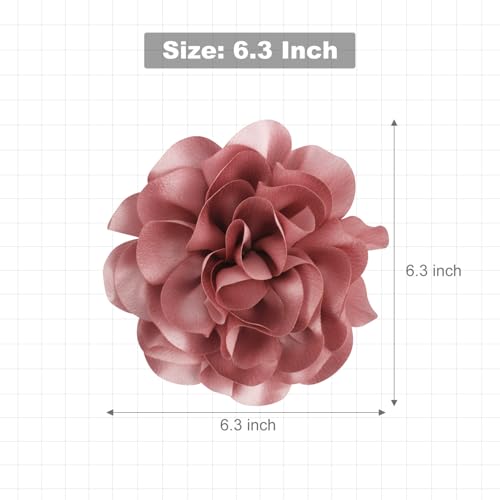 Image of Merdia 6.3 inch Rose Flower Brooch & Hair Clip for Women - Large Floral Pin for Clothes & Hair Accessories | Elegant Dress Jewelry for Events, Parties & Occasions - Blush Pink
