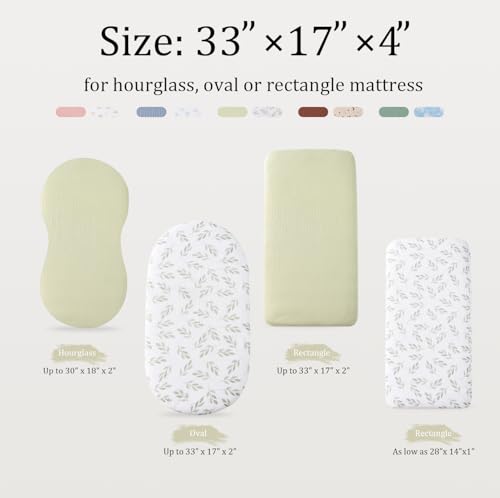 Image of TADO MUSLIN Organic Cotton Muslin Bassinet Sheets, 2 Pack - Soft, Breathable, Universal Fit for Oval, Rectangle & Hourglass Mattresses, Machine Washable, Neutral Colors for Baby Boys & Girls