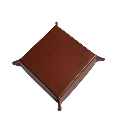 tooloflife Snygg läderbricka PU-läder fyrkantig bricka sängkant organiserare smycken beteende bricka skrivbord förvaringsplatta för nyckel mynt prydnad telefon smycken plånbok (brun)