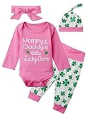 Aslaylme Baby Girl St.Patrick's Day Outfit Toddler Mommy Daddy's Little Lucky Charm Bodysuit...