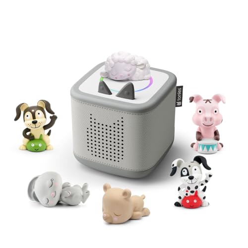 tonies Toniebox 2 Bundle Incl. 6 Tonies: Schlummerbande und Lieblings-Kinderlieder, Mondgrau, Audioplayer für Hörbücher, Lieder, Einschlafen und Tonieplay für Kinder