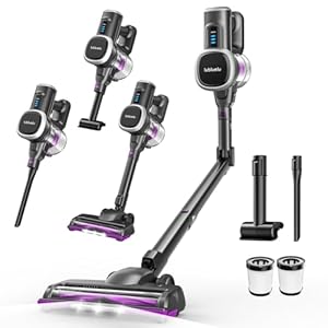 Lubluelu Kabelloser Staubsauger 45000pa 400W, leistungsstarker kabelloser Elektrobesen, 50min Autonomie Staubsauger mit Anti-Tangle-Bürsten und 2 Filtern, für Harte Böden Teppiche Tierhaare