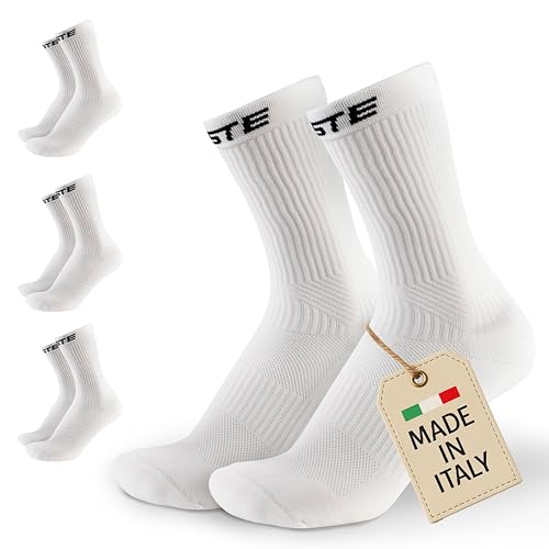PASTE ® 3 Paar Performance Fußball Socken Weiß (Gr. 42-44) - Fussball-Socken für Damen & Herren - Anti-Rutsch Fußballsocken - Sport-Socken atmungsaktiv - Football Grip Socks für Männer & Frauen