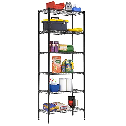Image of BestOffice Adjustable Wire Shelving Storage Shelves Heavy Duty Shelving Unit for Small Places Kitchen Garage (Black, 13 D x 23 W x 59 H)
