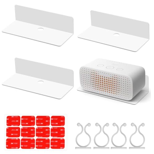 Baldas Pared Blancas sin Agujeros, 4 Piezas Estanterias de Pared Adhesivos, Repisas de Pared sin Taladro, de Acrílico, para Salón Dormitorio Cocina Baño Oficina