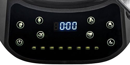 Close-up of the blender's digital control panel with various program icons and a slider control