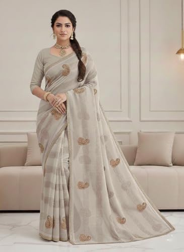 Image of Yashika Women's Georgette Art Silk Bandhej Zari Work Embroidered Saree | Women Sari