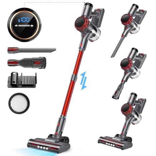 Image of UML0 S3P Cordless Vacuum Cleaner, 45kPa Powerful Suction Vacuum Cleaners for Home, 55-Min Runtime Rechargeable Stick Vacuum, Self-Standing, for Pet Hair Carpet Hard Floor, LED Display