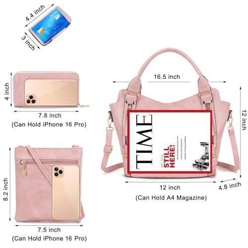 soperwillton Purses for Women Large Shoulder Handbag Tote PU Leather Hobo Crossbody Bag Ladies Wallet Set 4pcs - Image 6